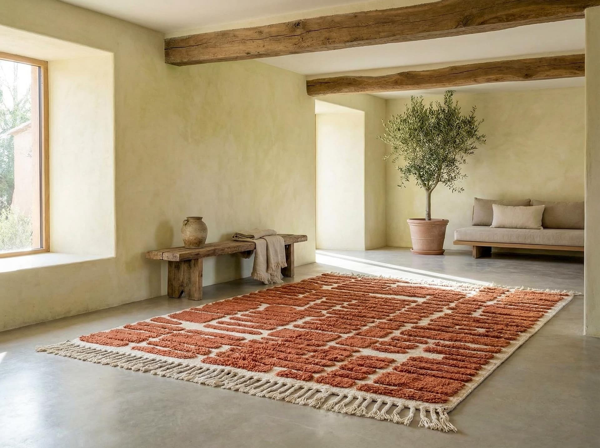 Terracotta Brickwork Shag Rug