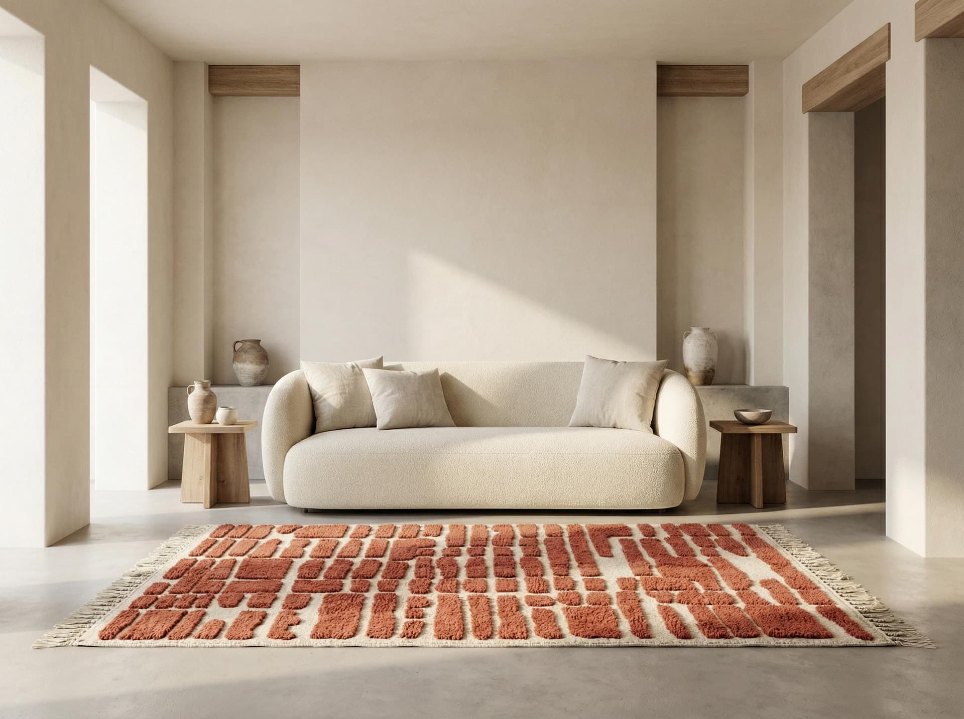 Terracotta Brickwork Shag Rug