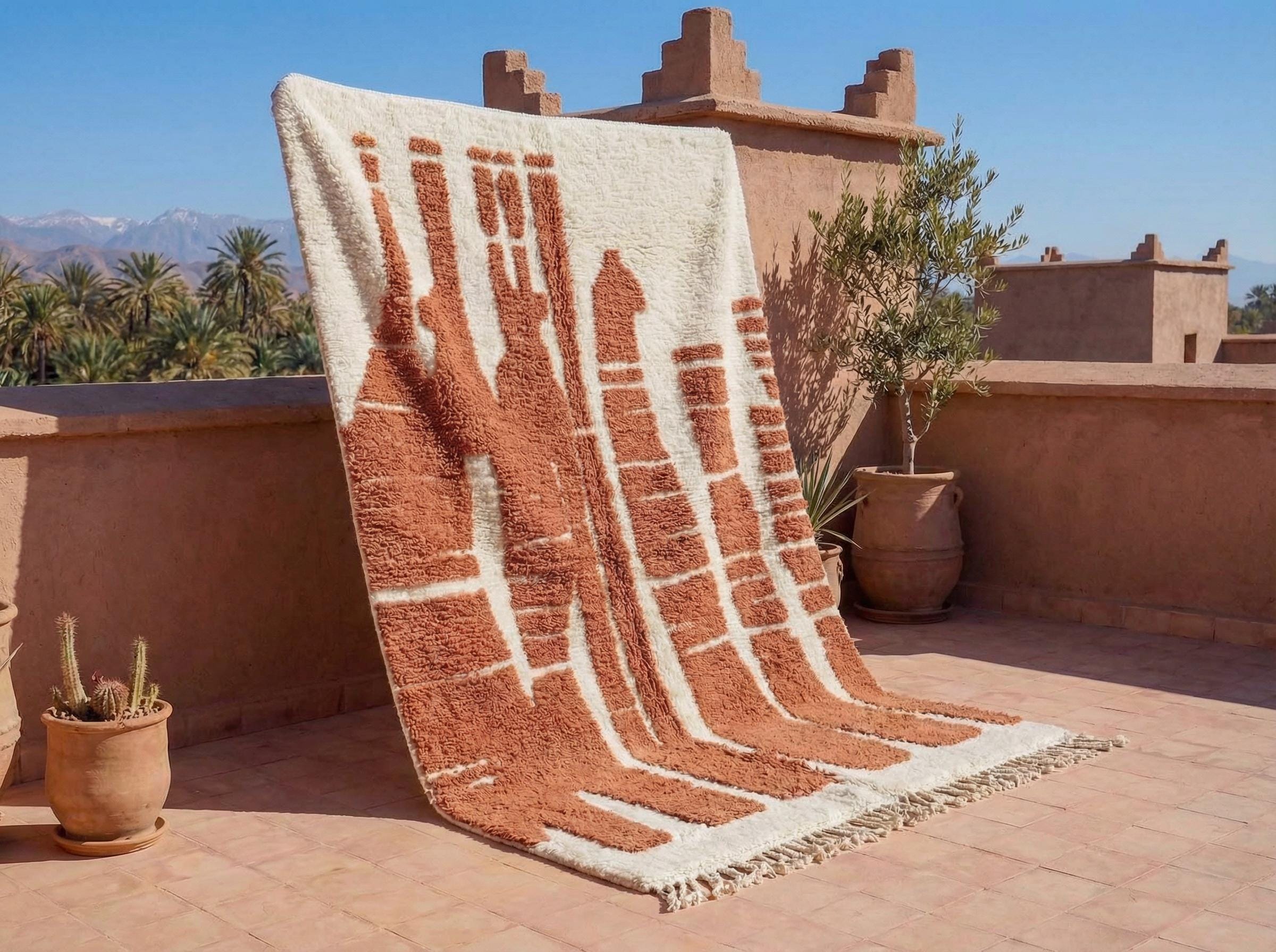 Ivory Terracotta Beni Ourain Rug