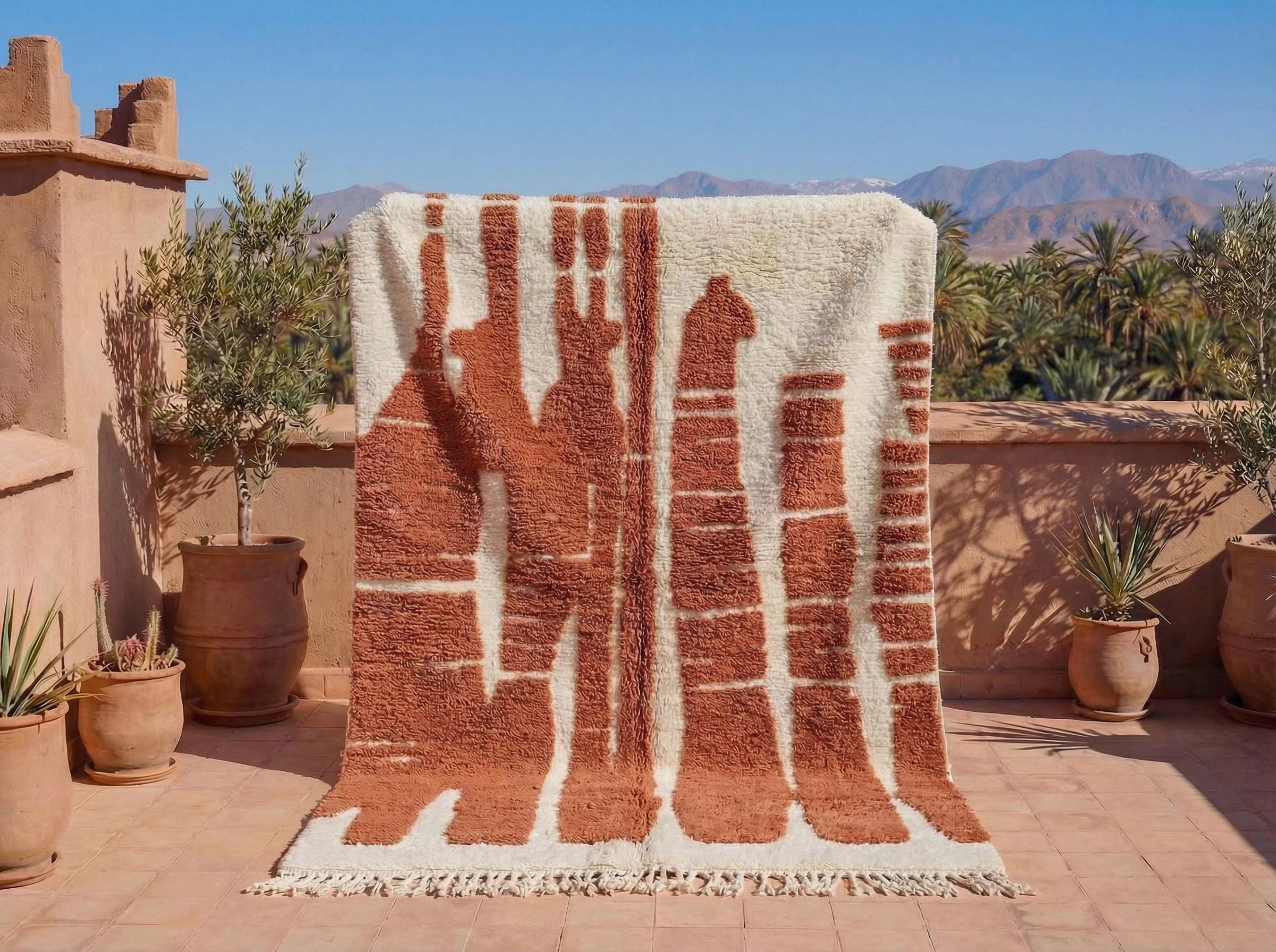 Ivory Terracotta Beni Ourain Rug