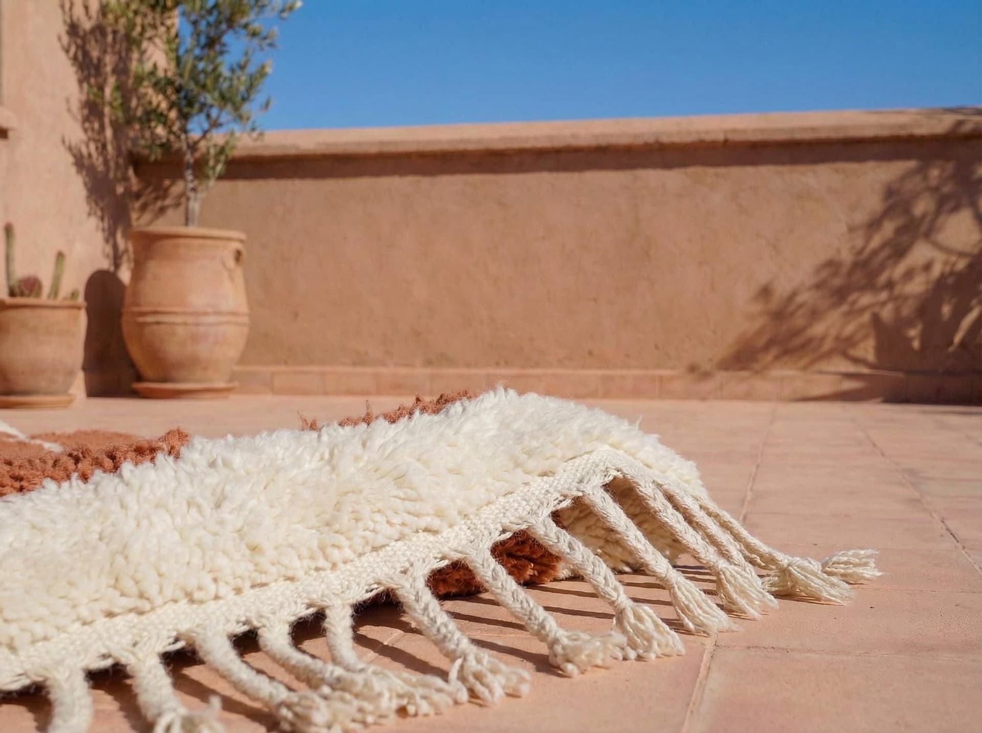 Ivory Terracotta Beni Ourain Rug