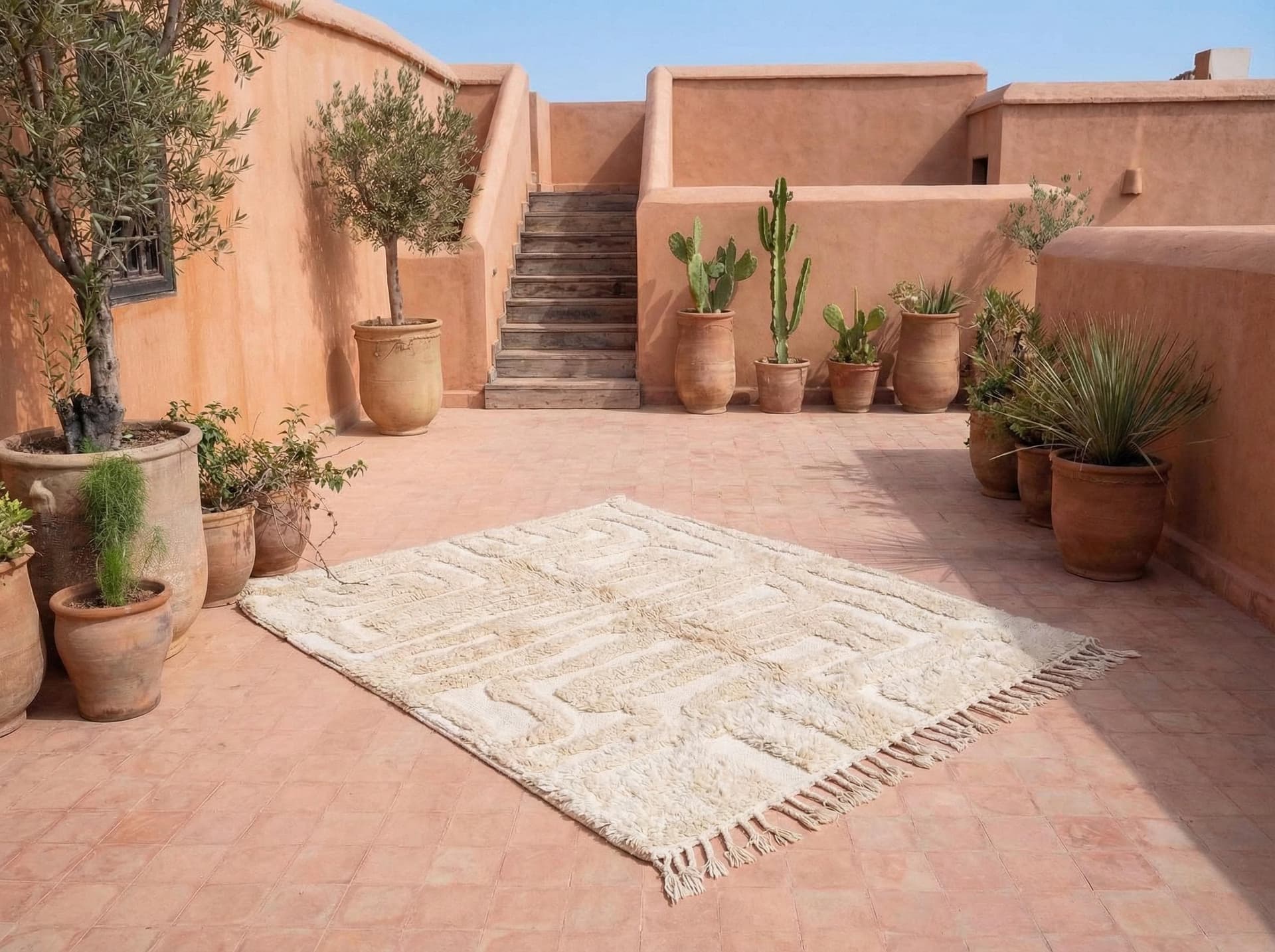 Ivory Labyrinth Shag Rug
