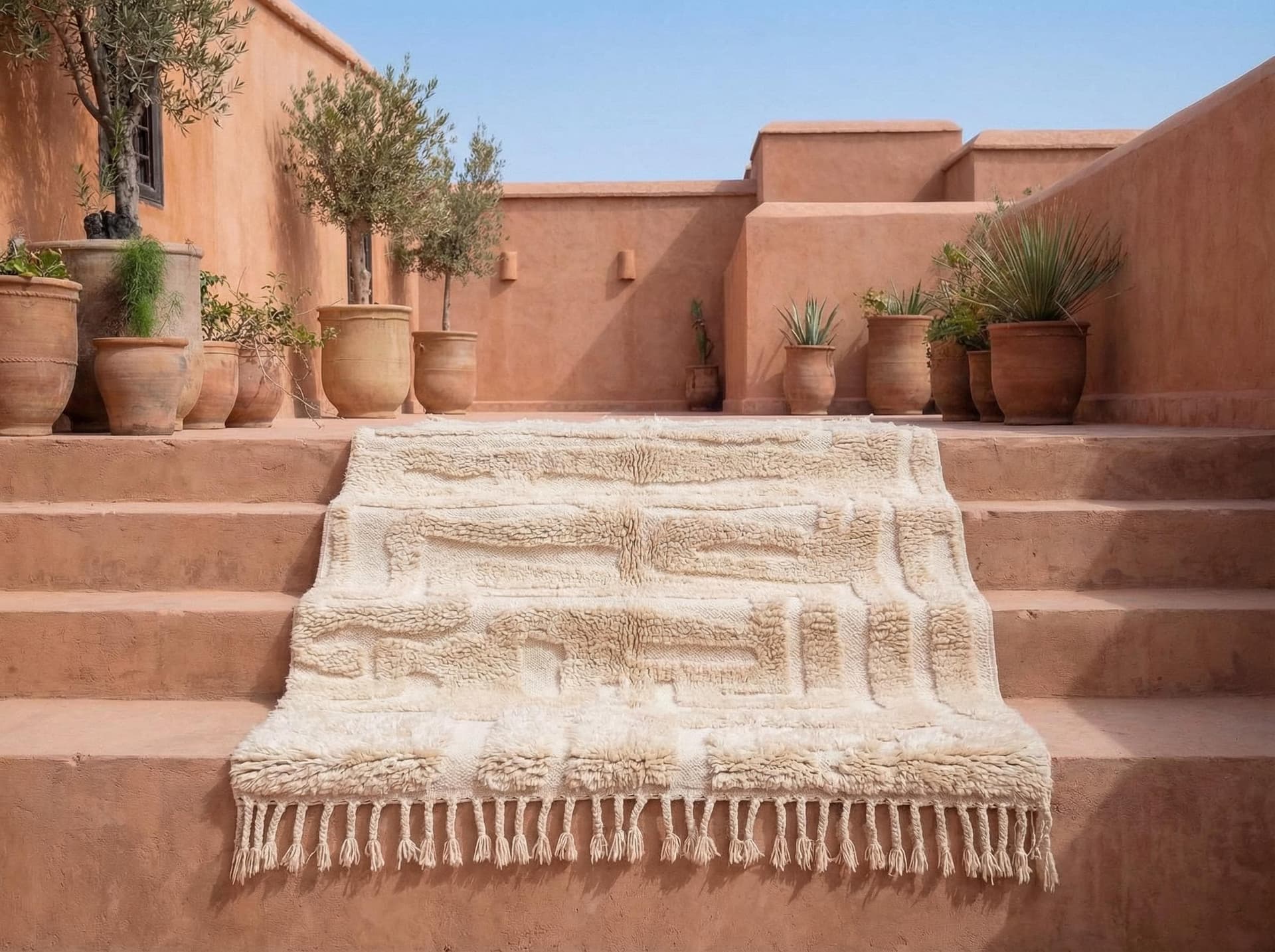 Ivory Labyrinth Shag Rug