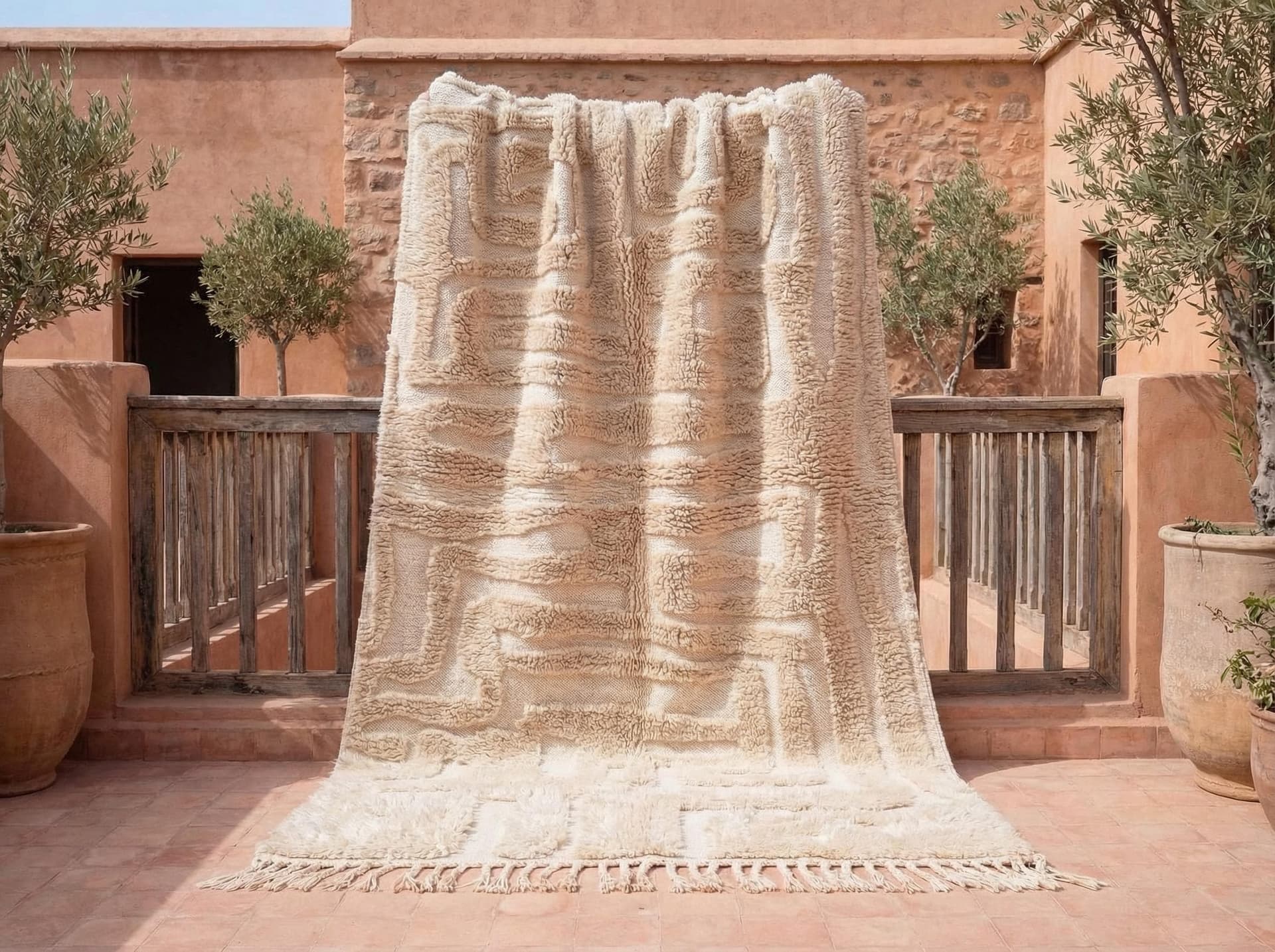 Ivory Labyrinth Shag Rug