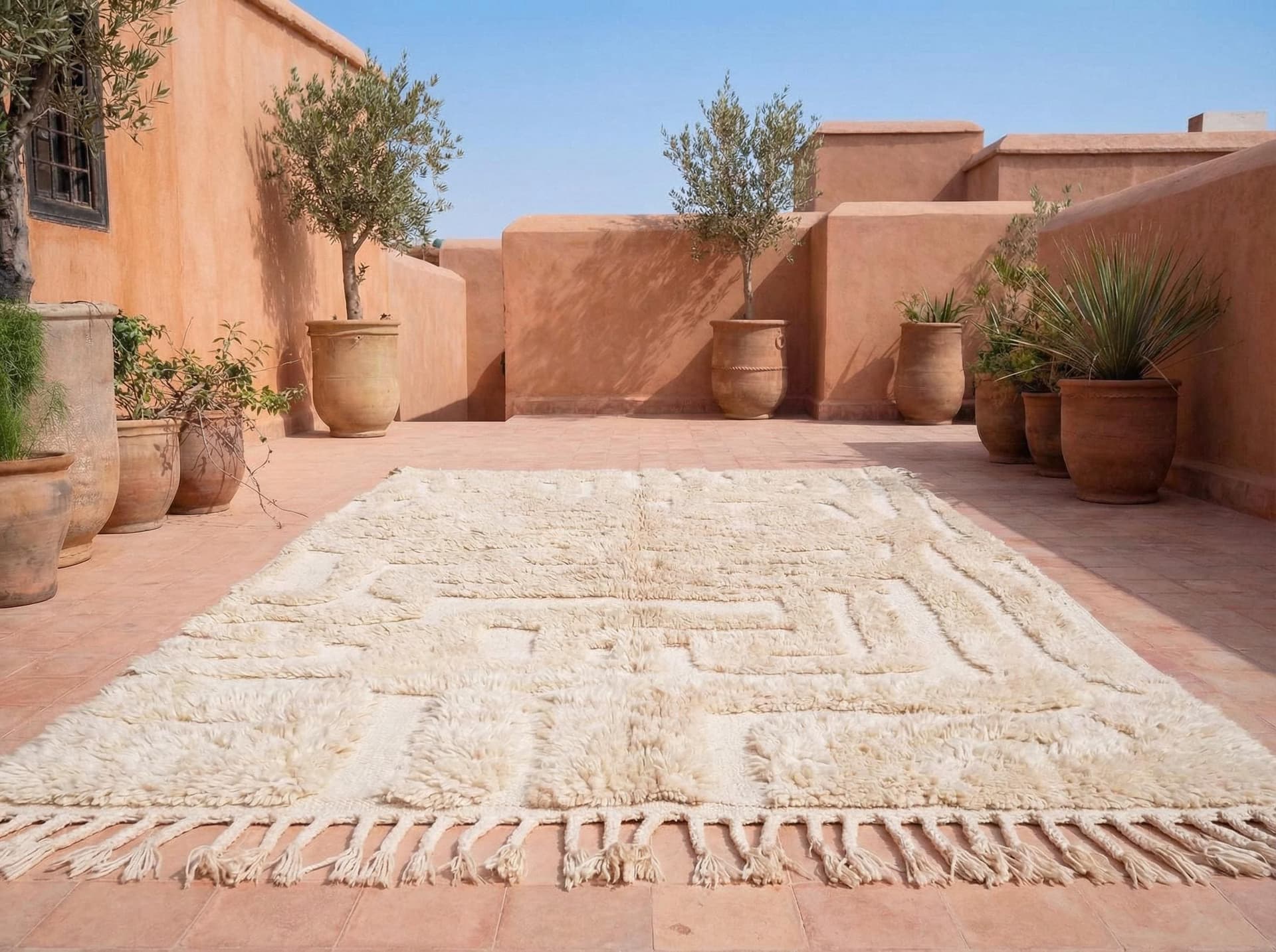 Ivory Labyrinth Shag Rug