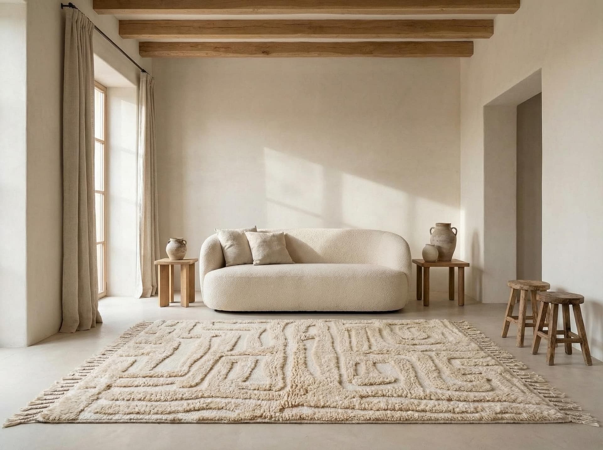 Ivory Labyrinth Shag Rug