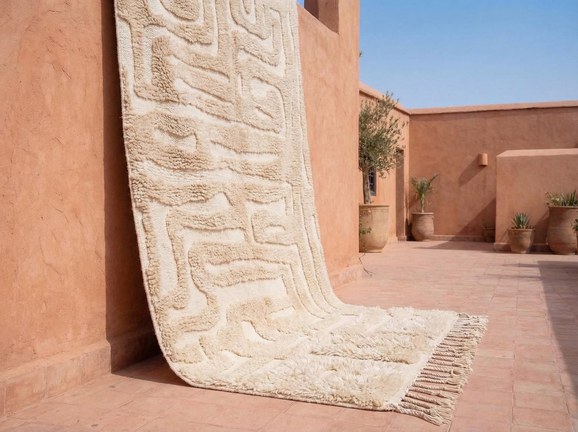 Ivory Labyrinth Shag Rug
