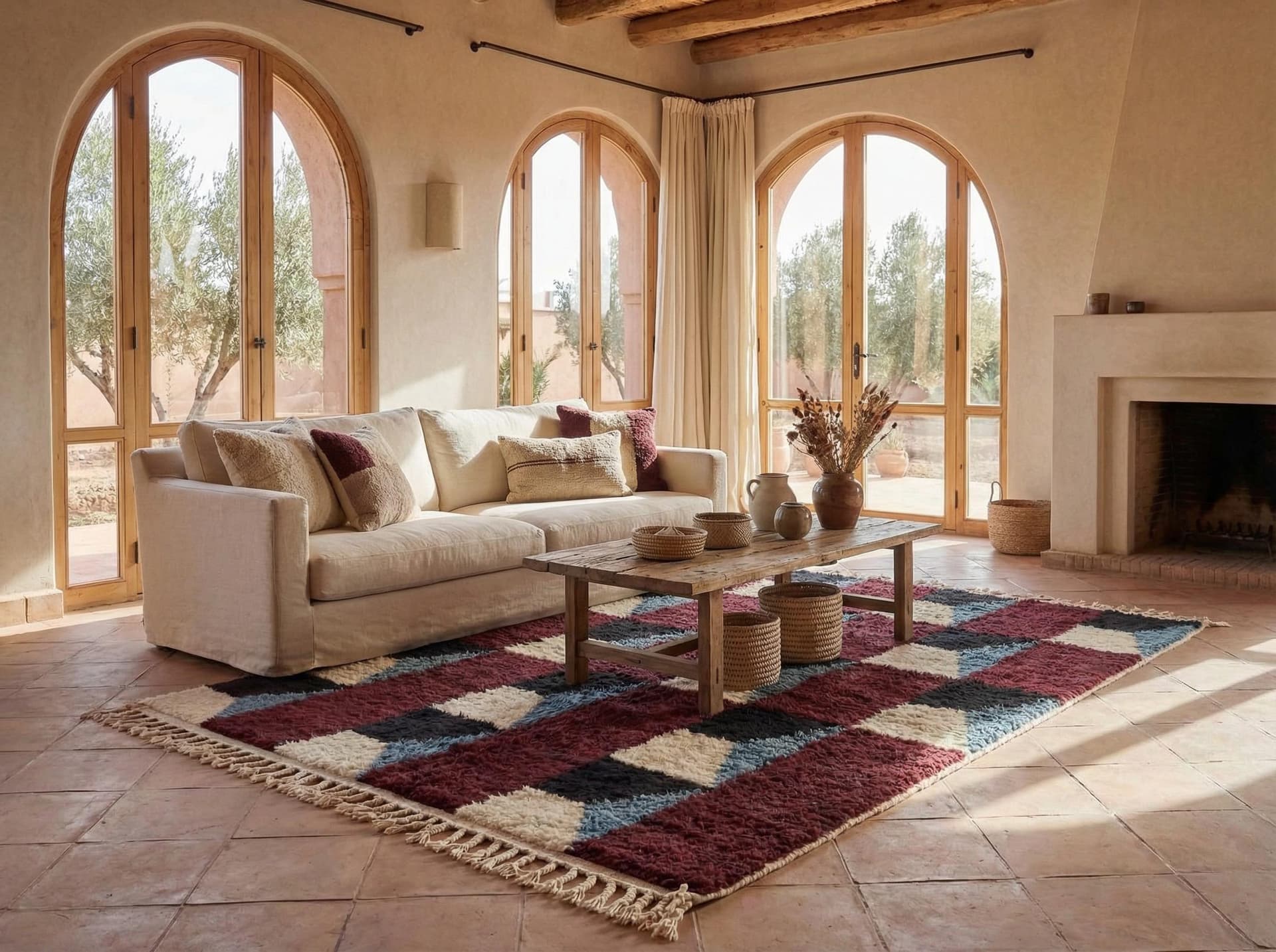 Red Checkerboard Shag Rug