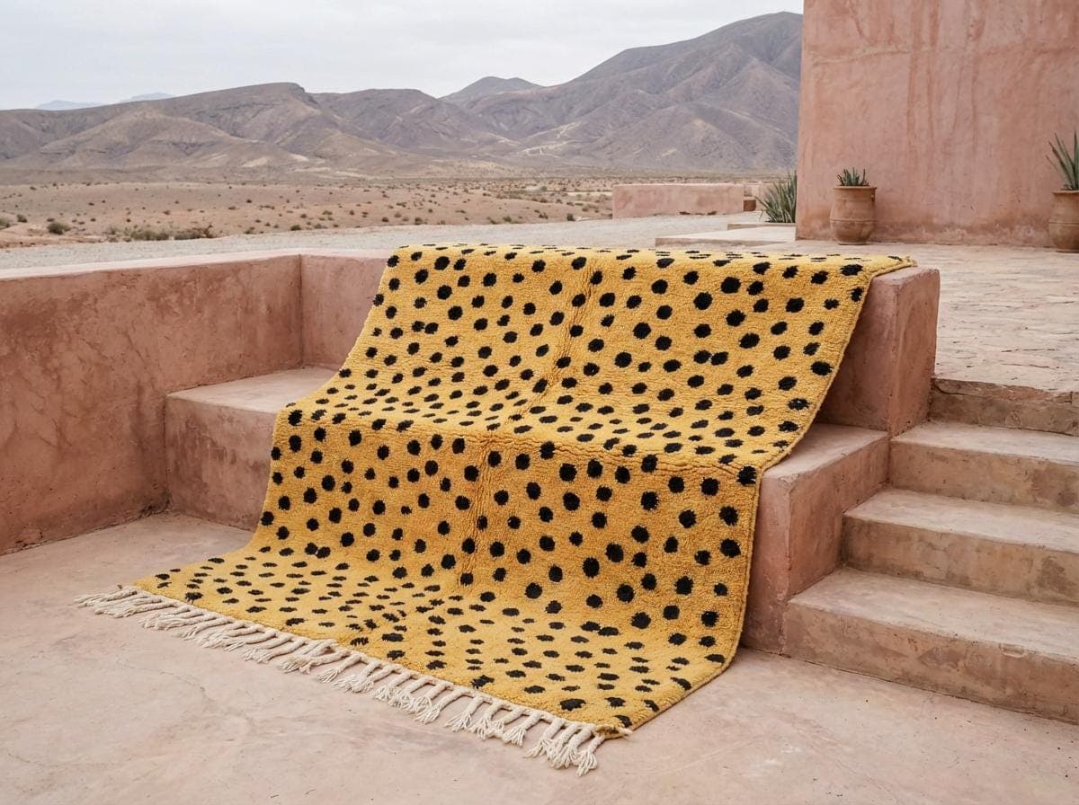 Mustard Spotted Shag Rug