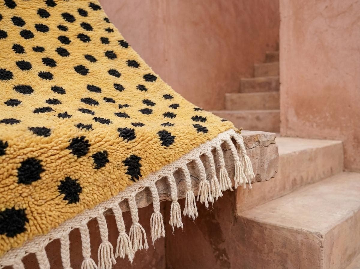 Mustard Spotted Shag Rug