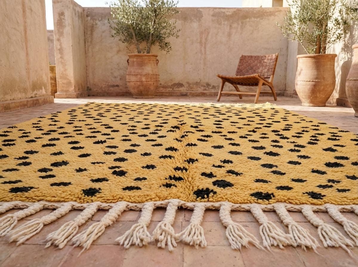 Mustard Spotted Shag Rug