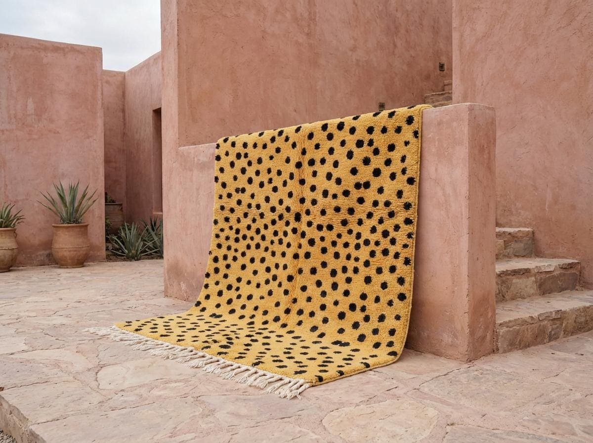 Mustard Spotted Shag Rug