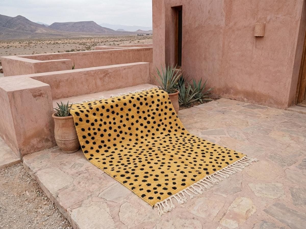 Mustard Spotted Shag Rug