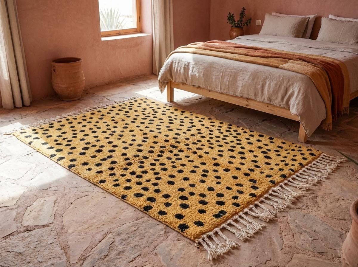 Mustard Spotted Shag Rug