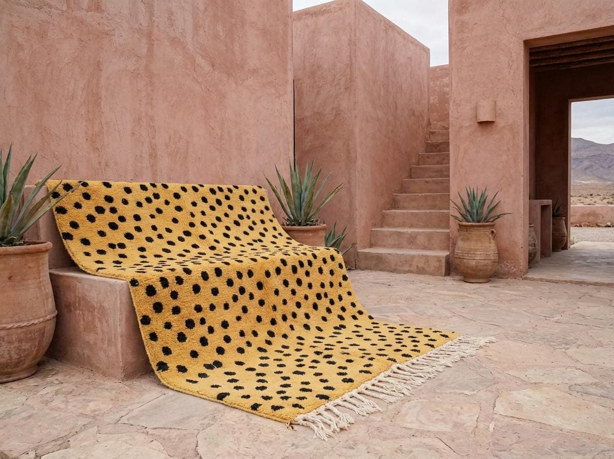 Mustard Spotted Shag Rug