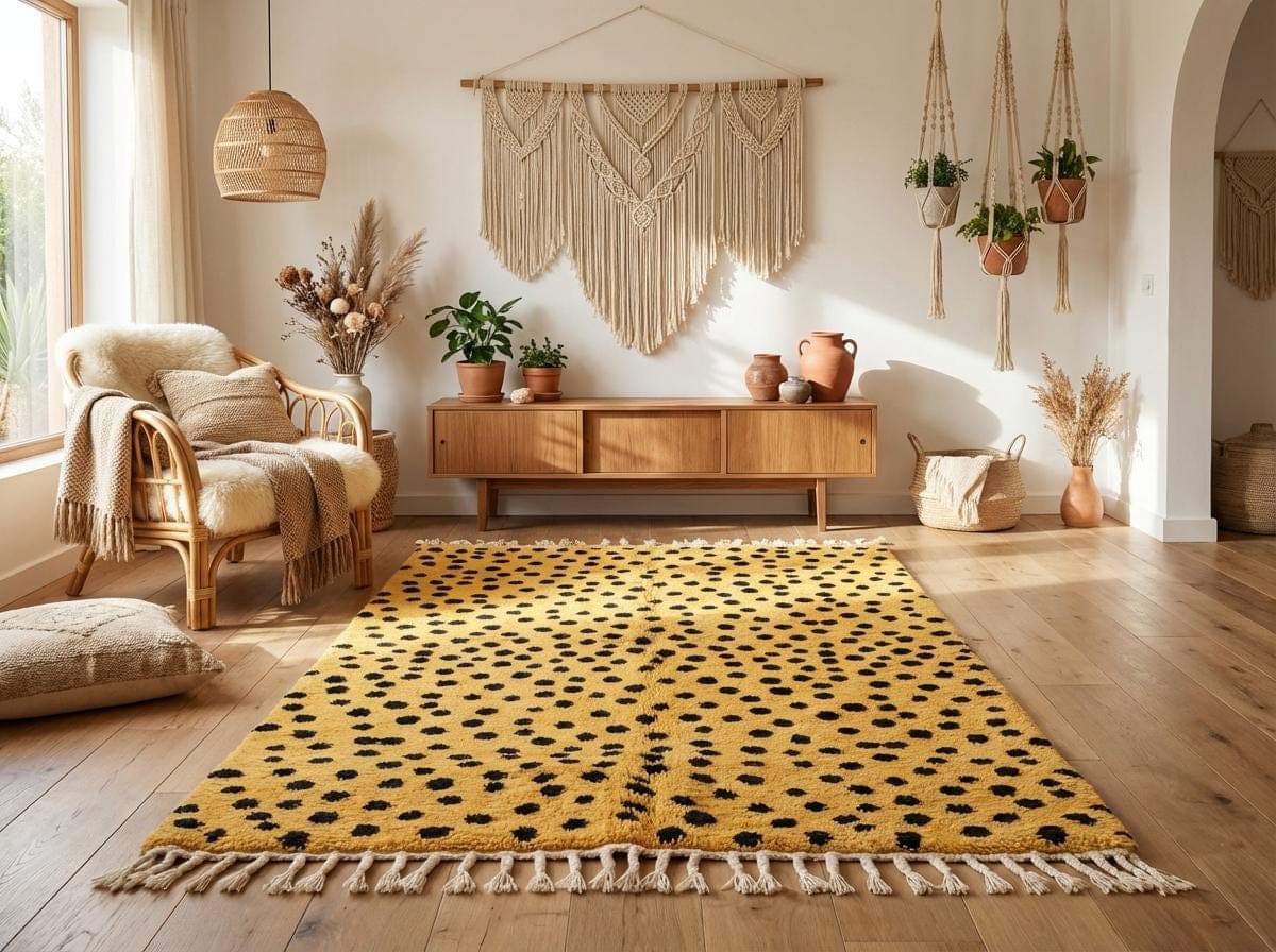 Mustard Spotted Shag Rug