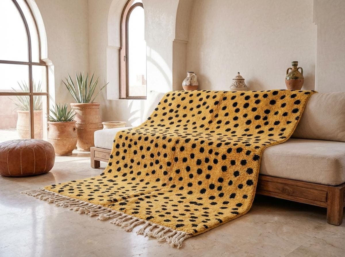 Mustard Spotted Shag Rug