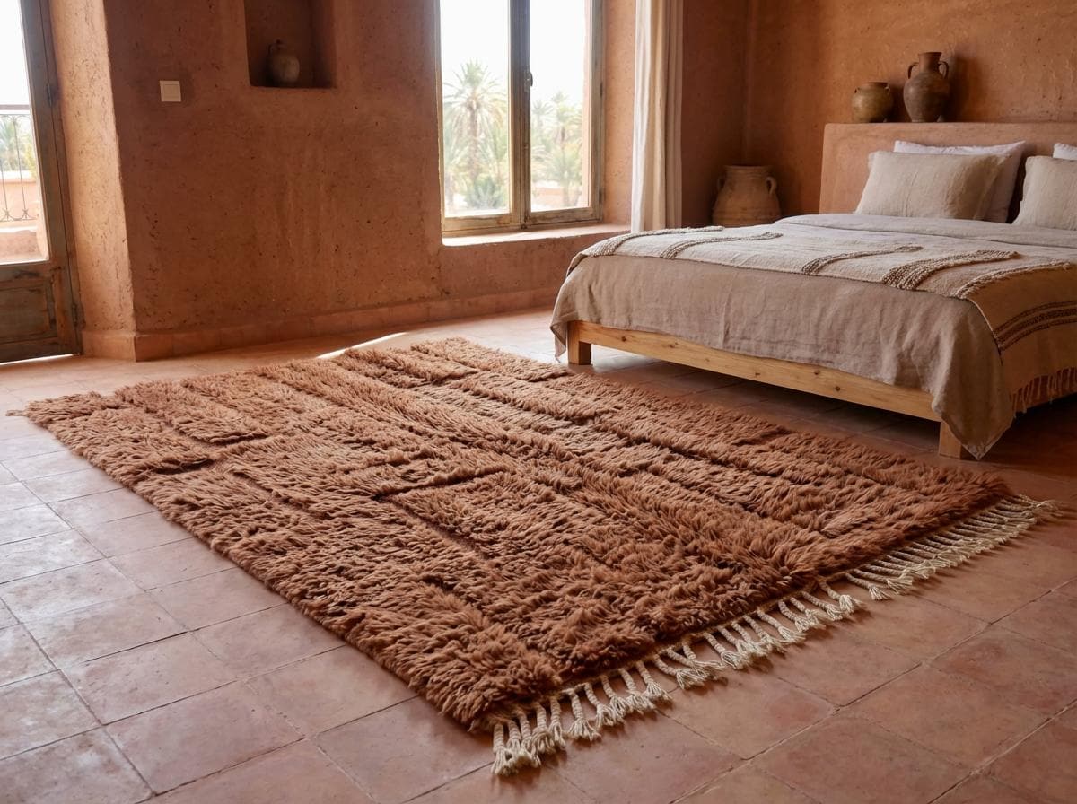 Burnt Orange Carved Beni Ourain Rug