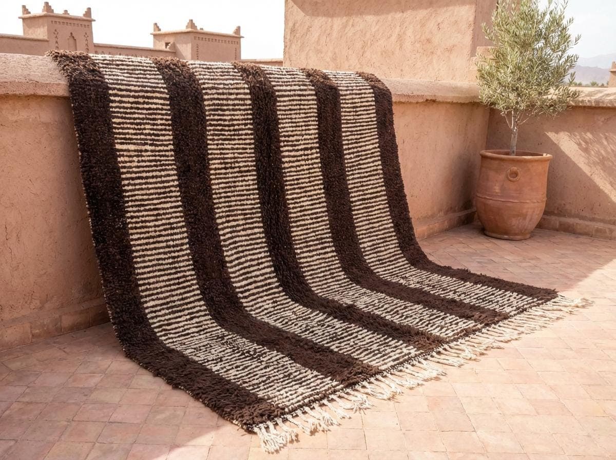 Brown Ivory Vertical Stripe Rug