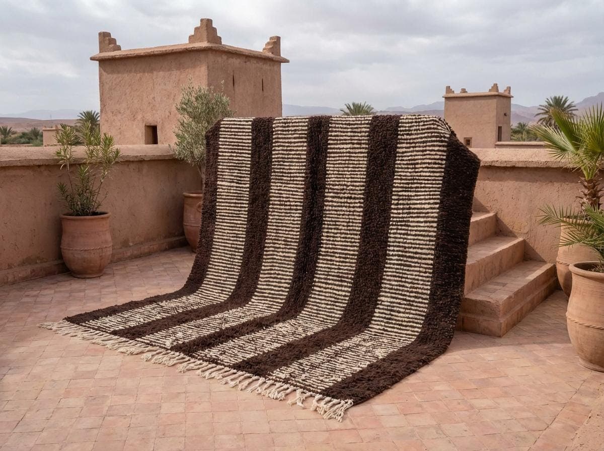 Brown Ivory Vertical Stripe Rug