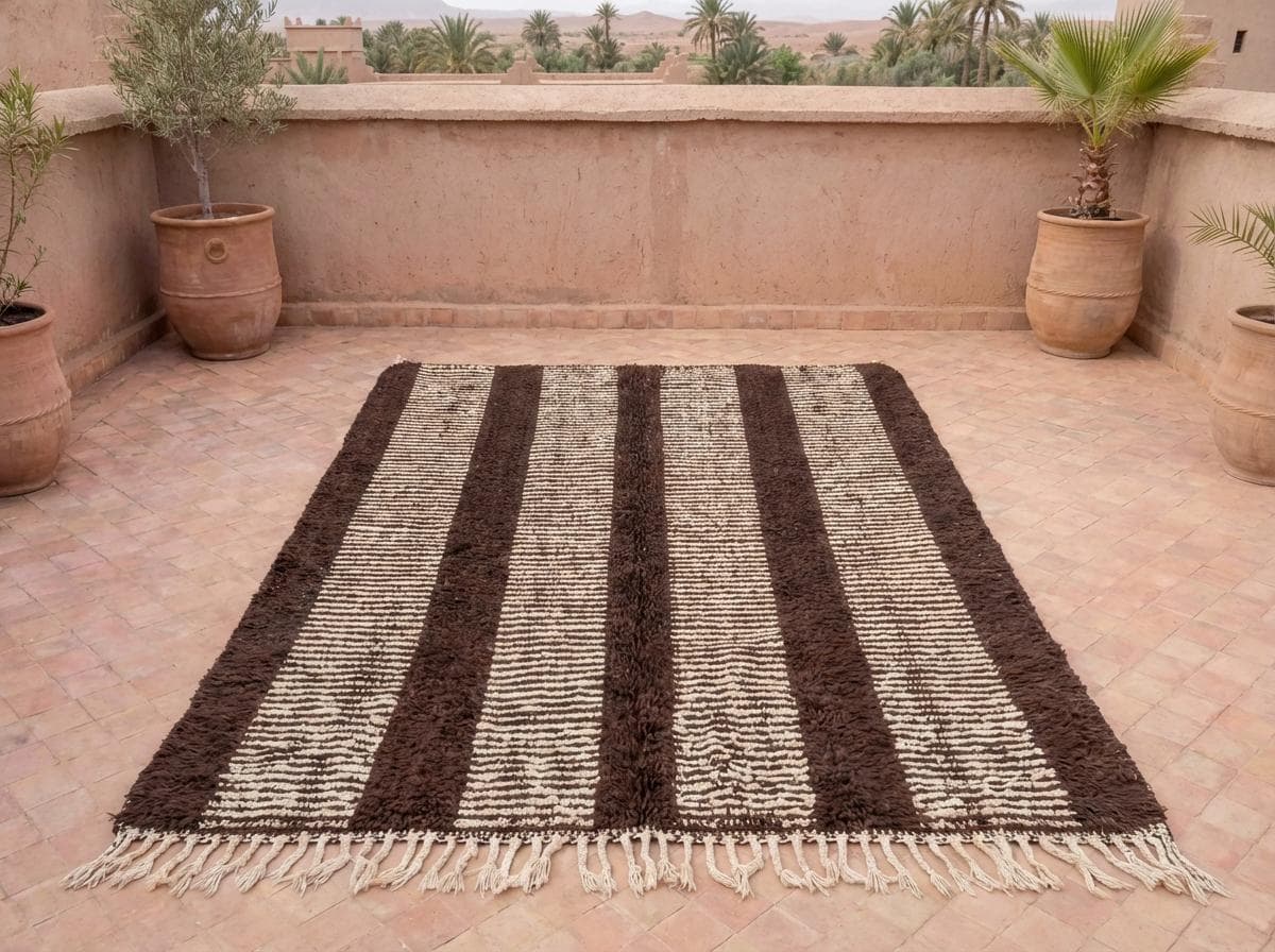 Brown Ivory Vertical Stripe Rug