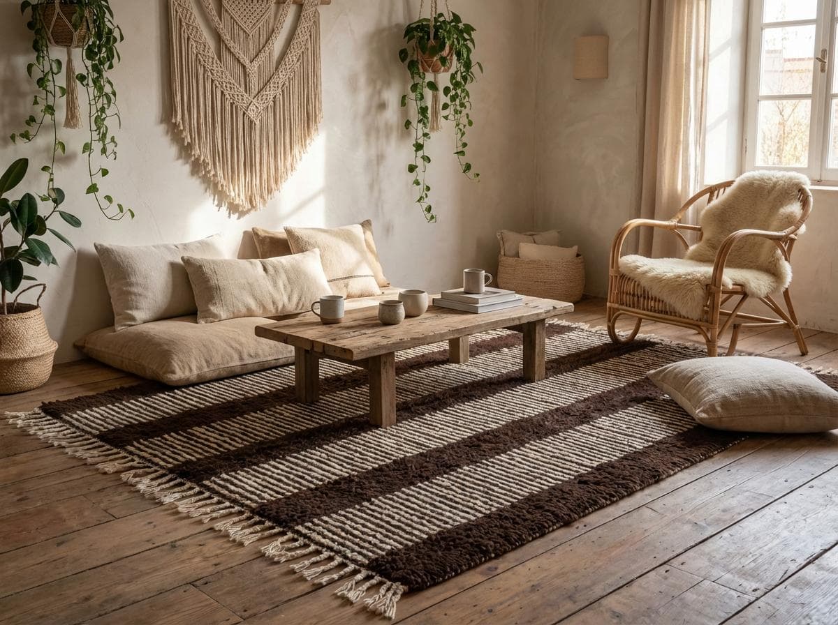 Brown Ivory Vertical Stripe Rug