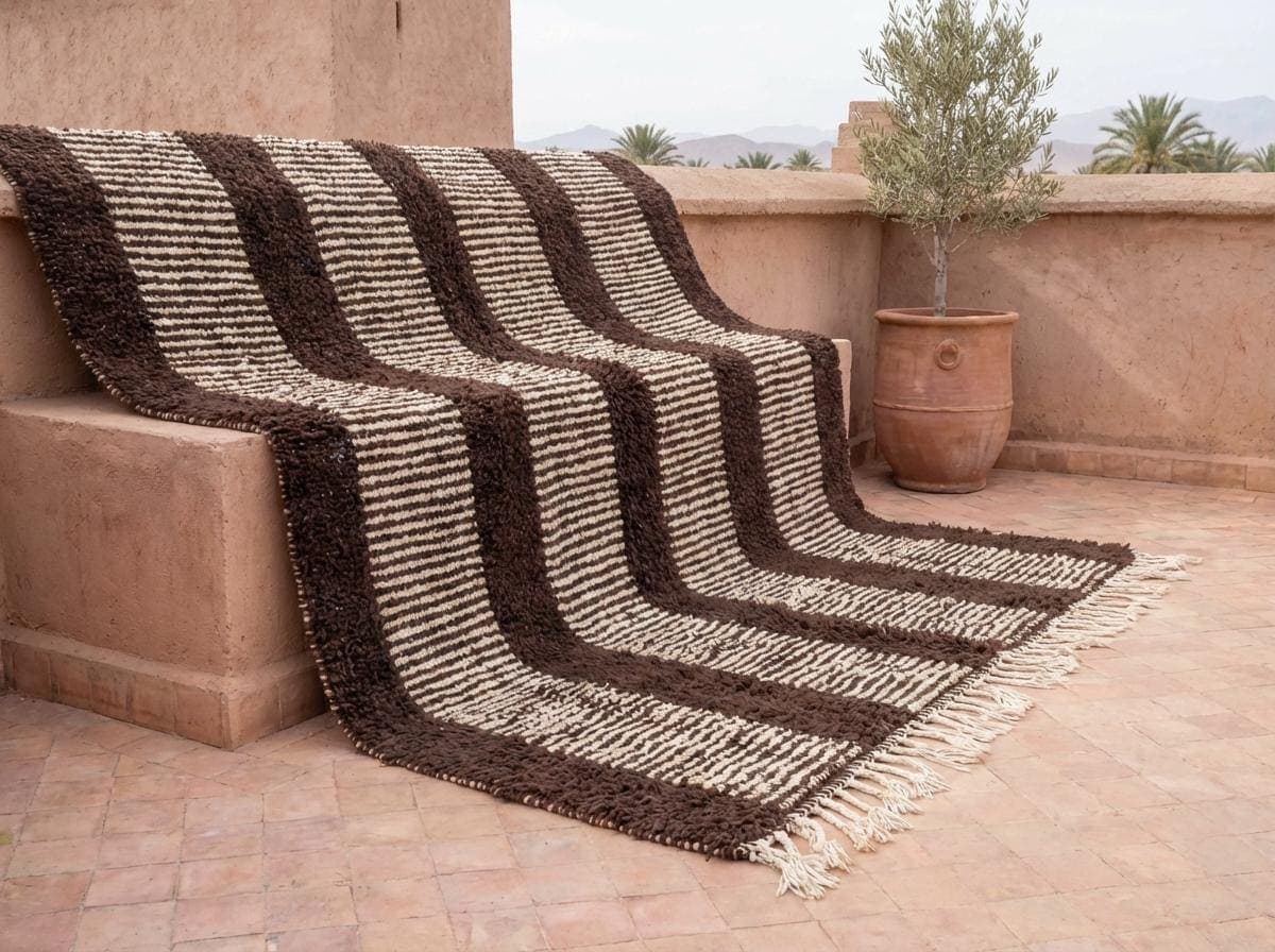 Brown Ivory Vertical Stripe Rug