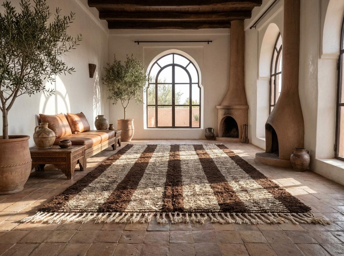 Brown Ivory Vertical Stripe Rug
