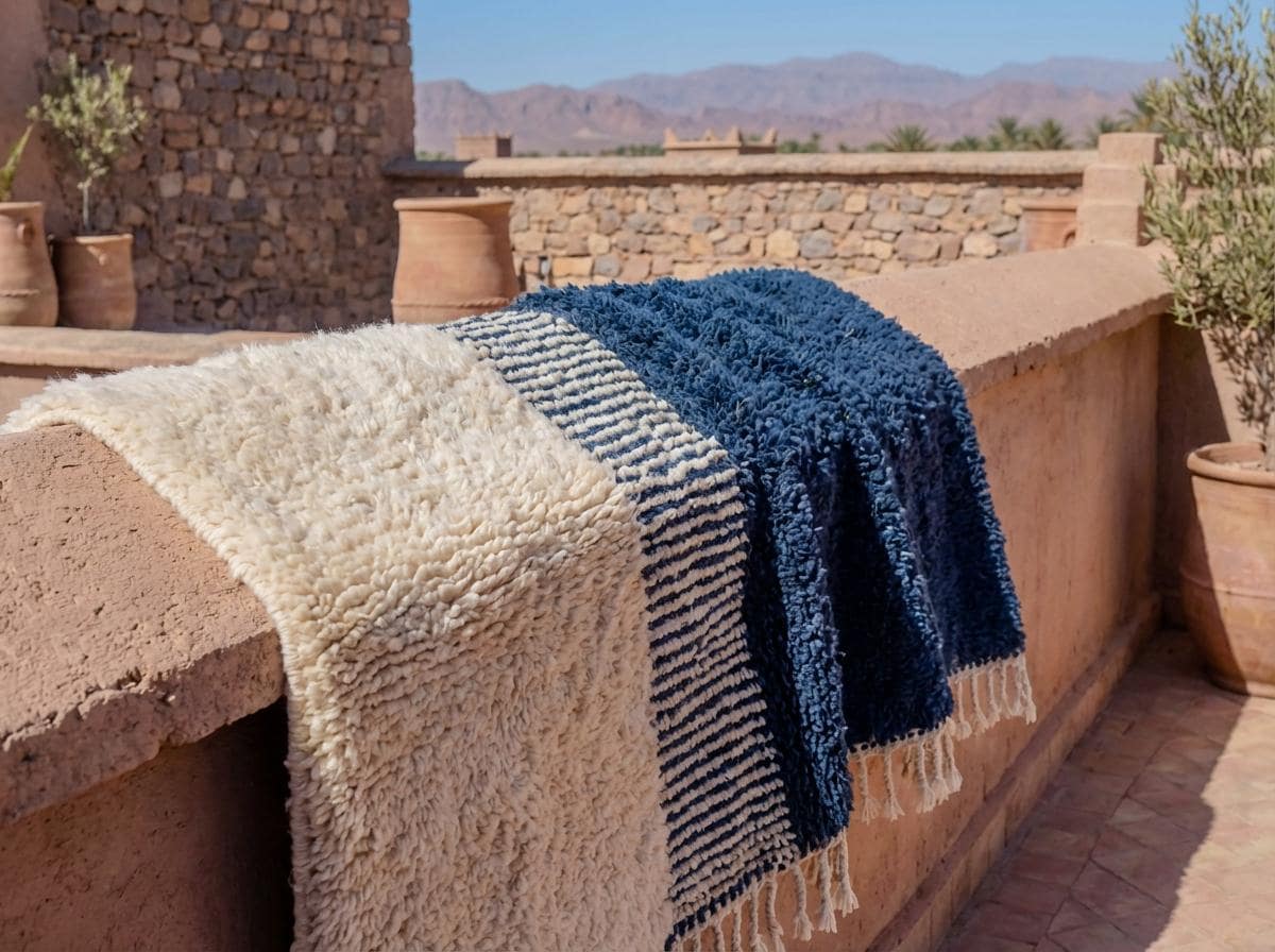 Navy Striped Panel Rug