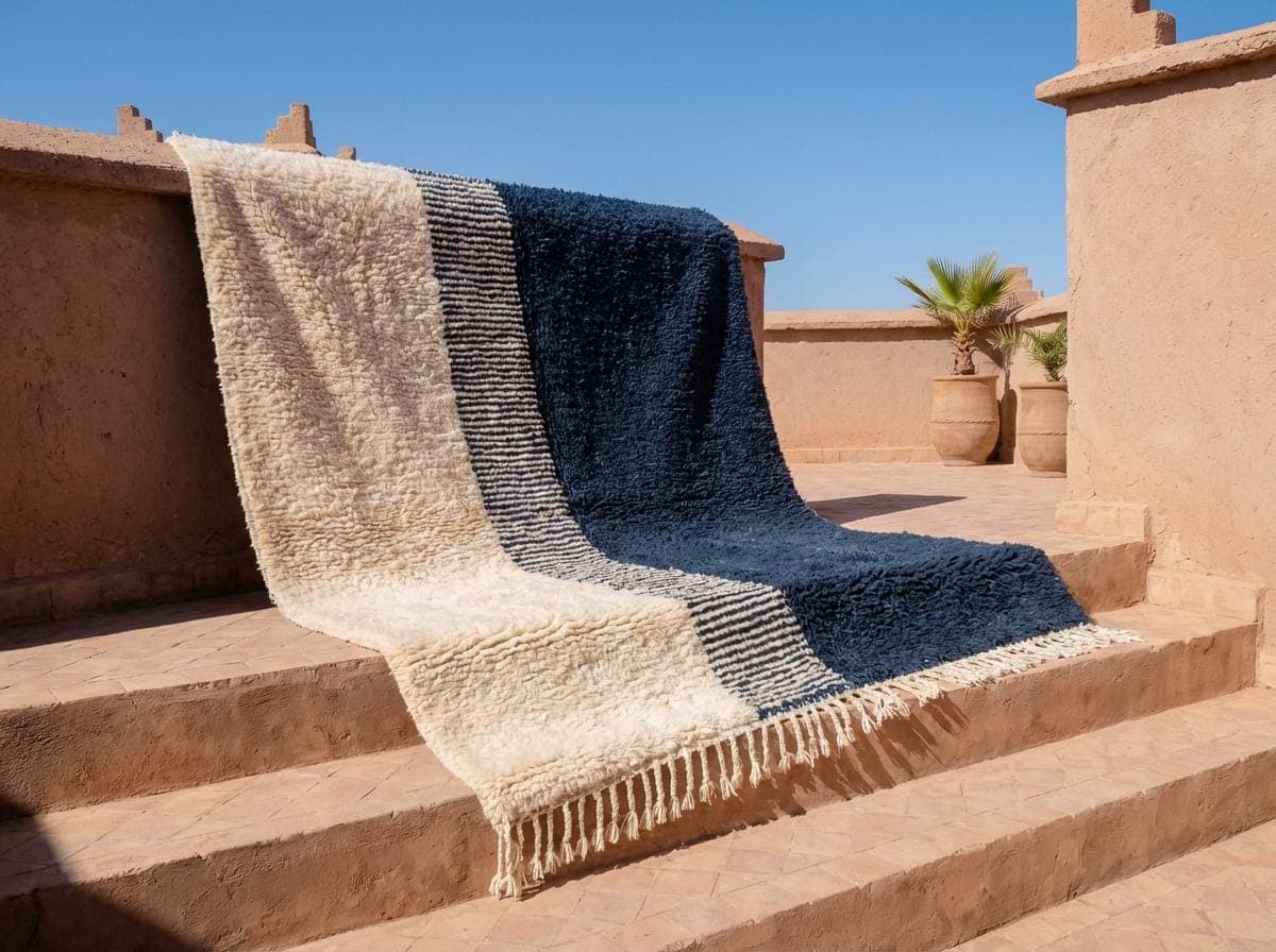 Navy Striped Panel Rug