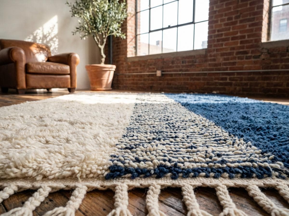 Navy Striped Panel Rug