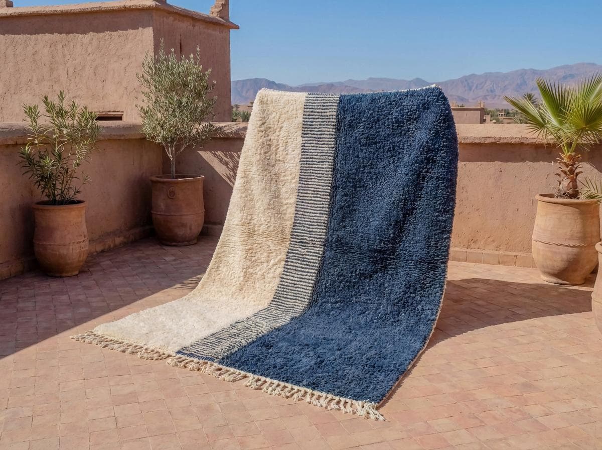 Navy Striped Panel Rug