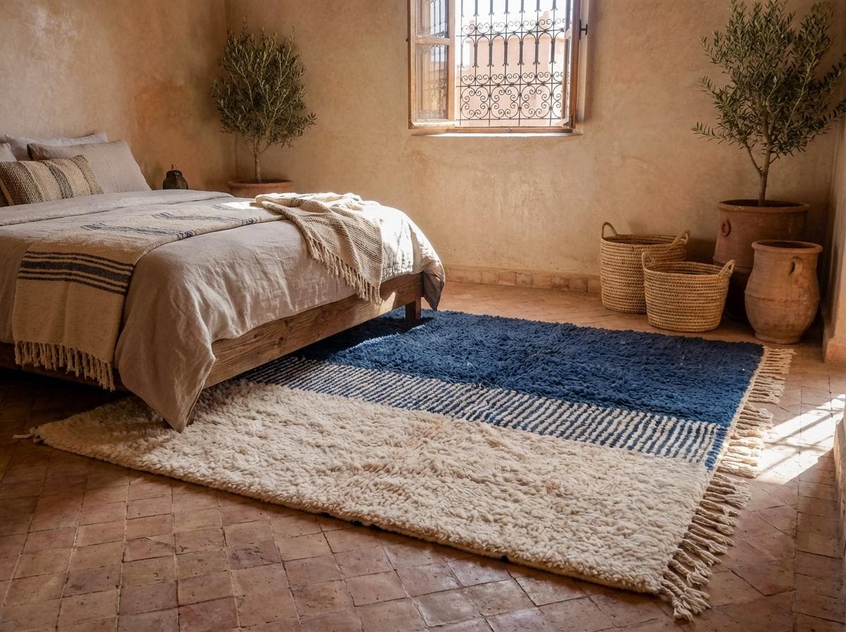 Navy Striped Panel Rug