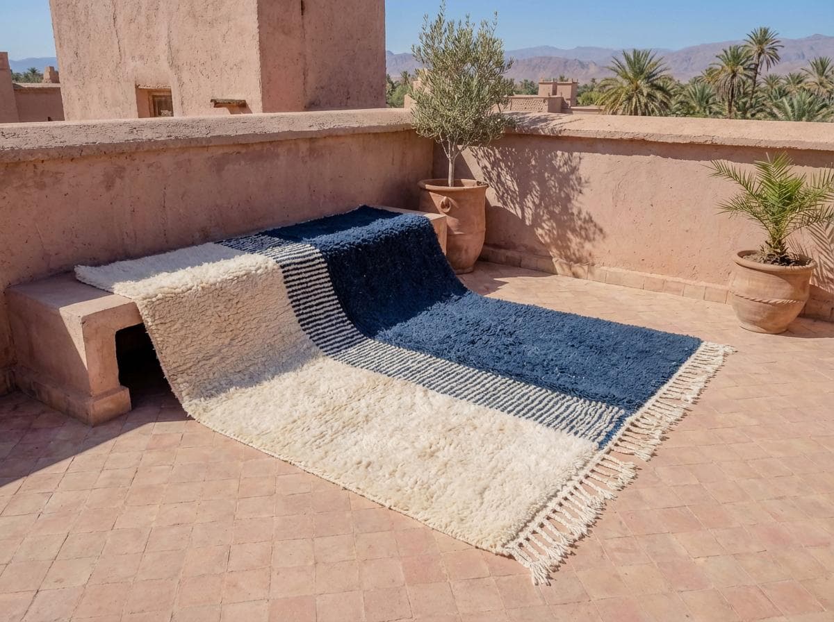 Navy Striped Panel Rug