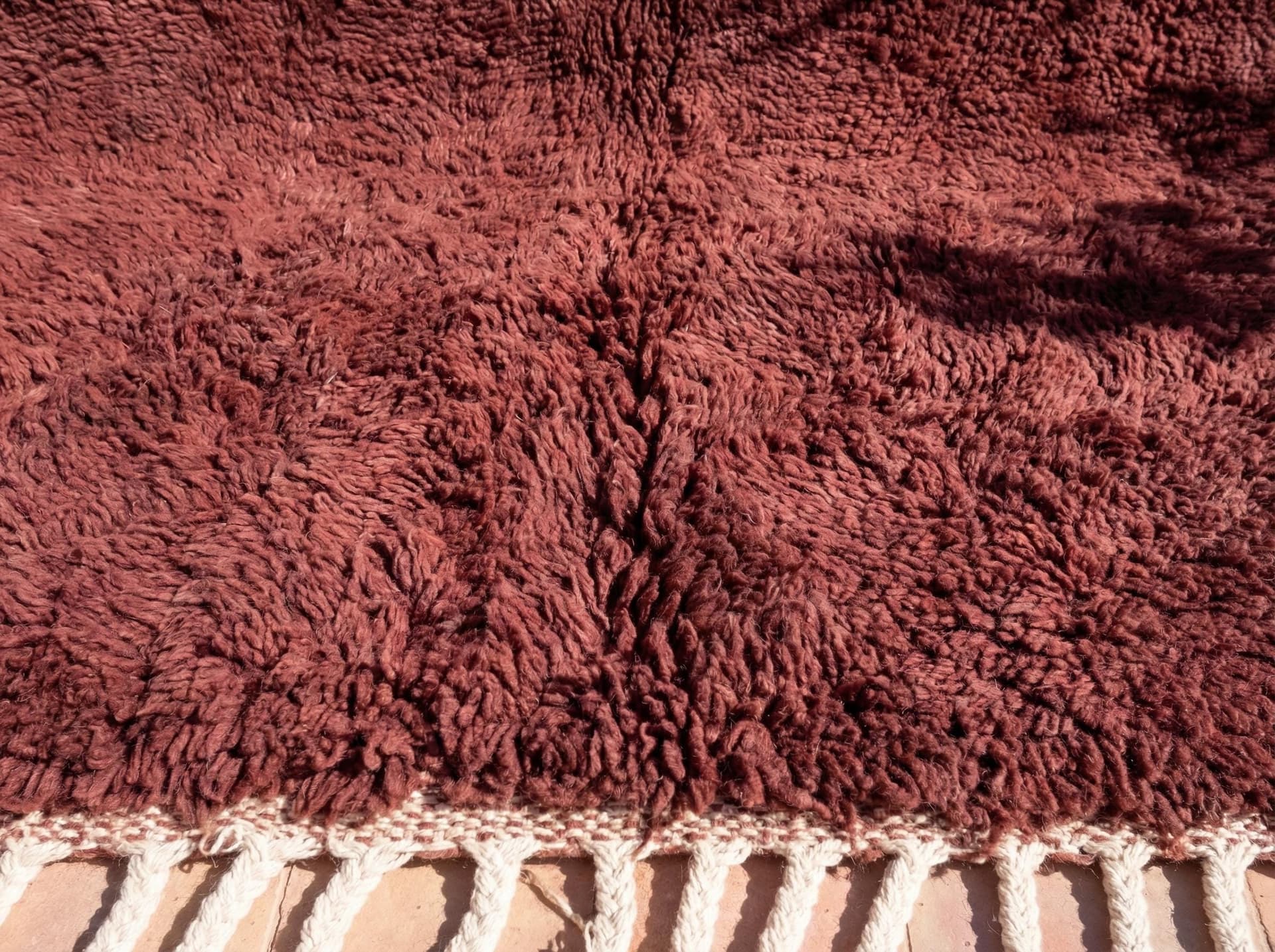 Oxblood Fringed Shag Rug