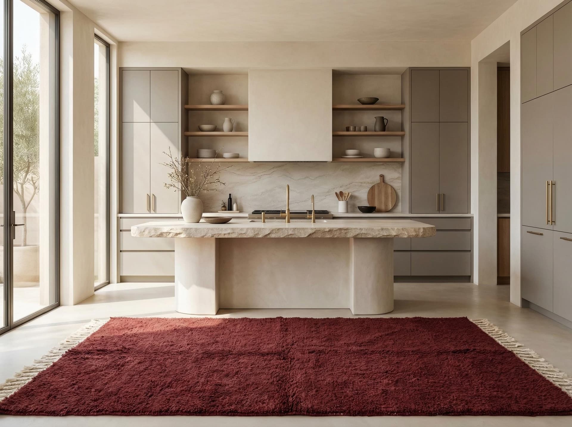 Oxblood Fringed Shag Rug