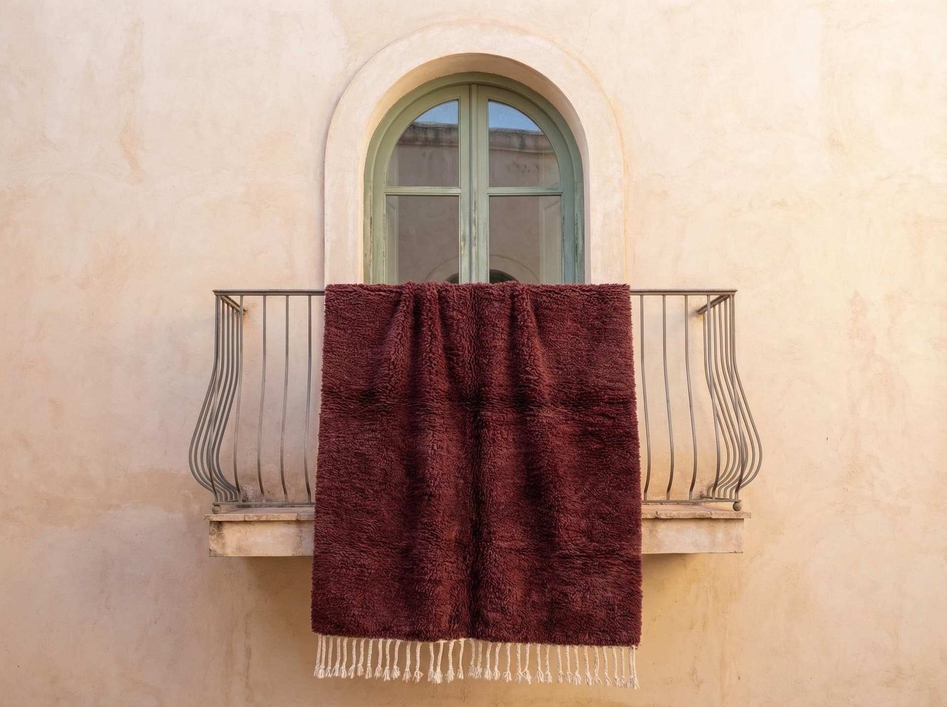 Oxblood Fringed Shag Rug