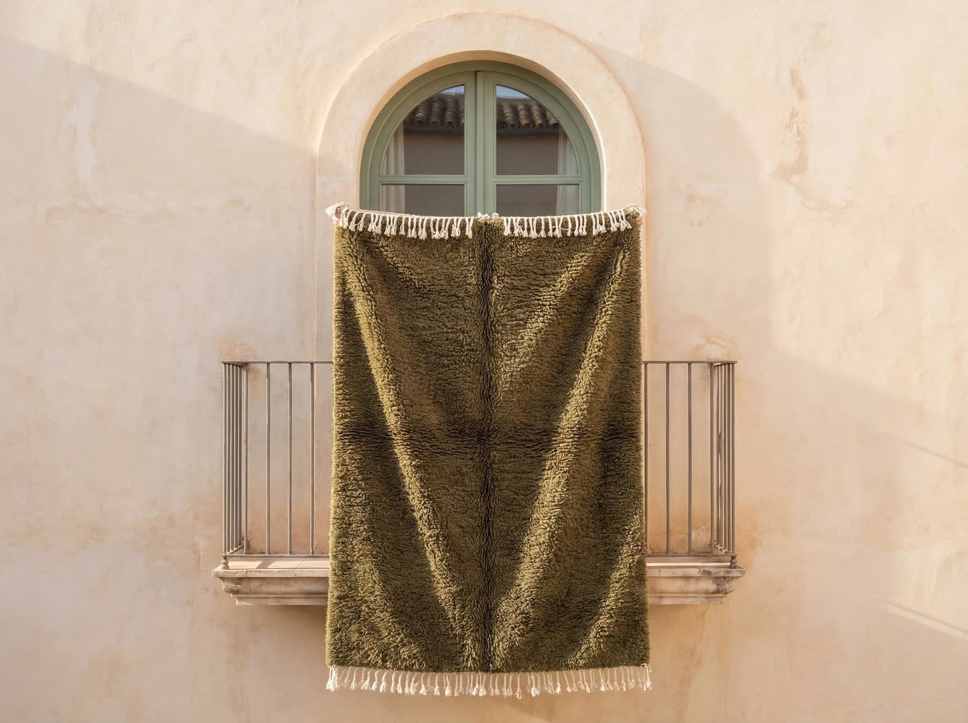 Olive Solid Beni Ourain Rug