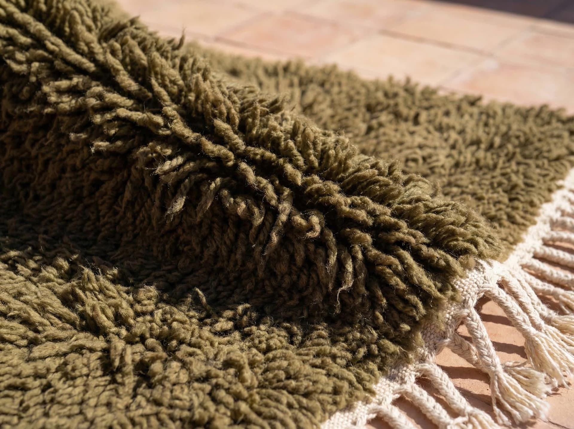 Olive Solid Beni Ourain Rug