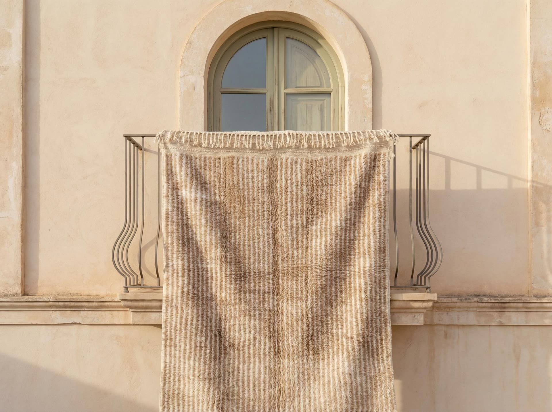 Ivory Ribbed Shag Rug