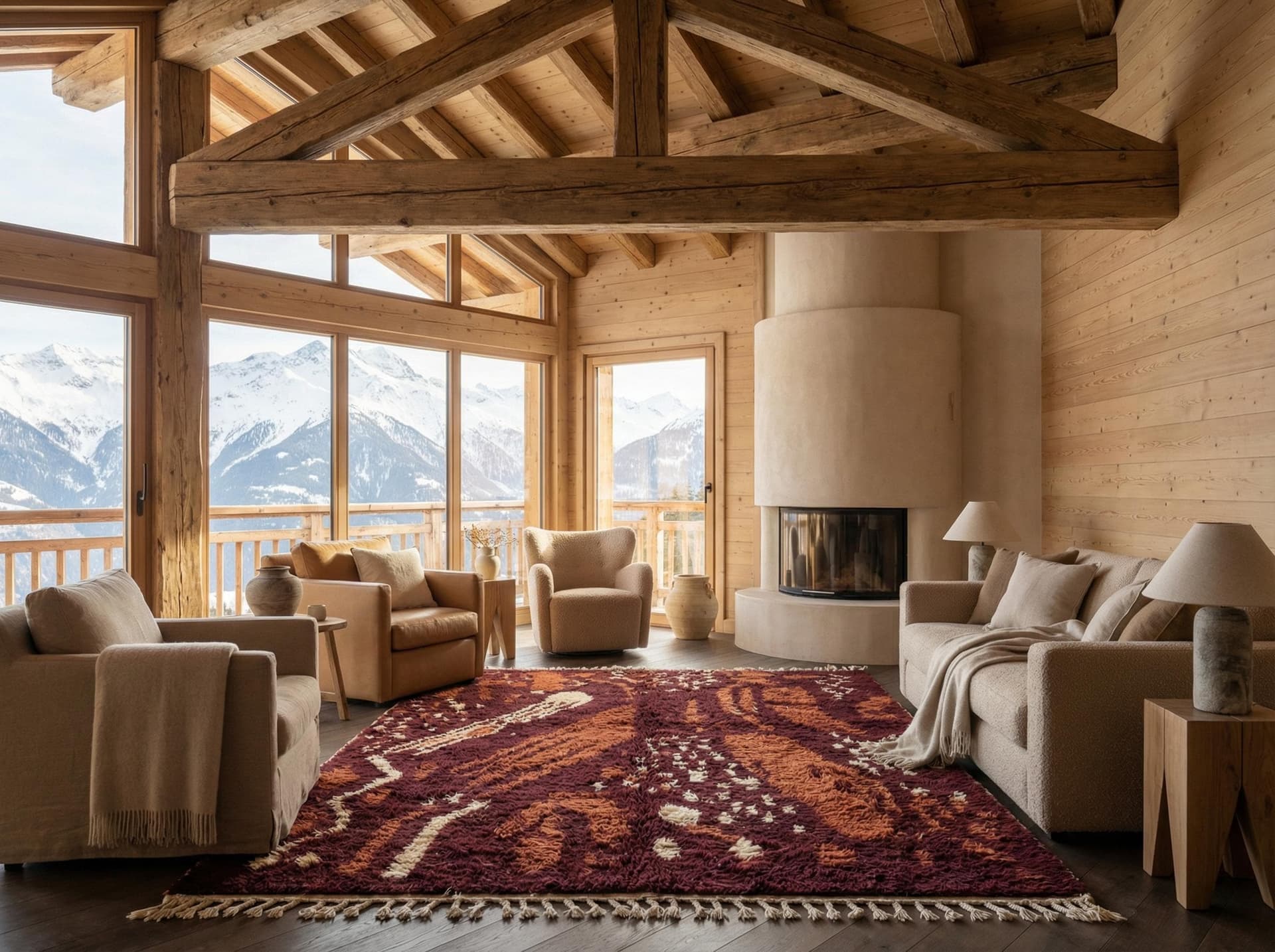 Burgundy Brushstroke Boujaad Rug