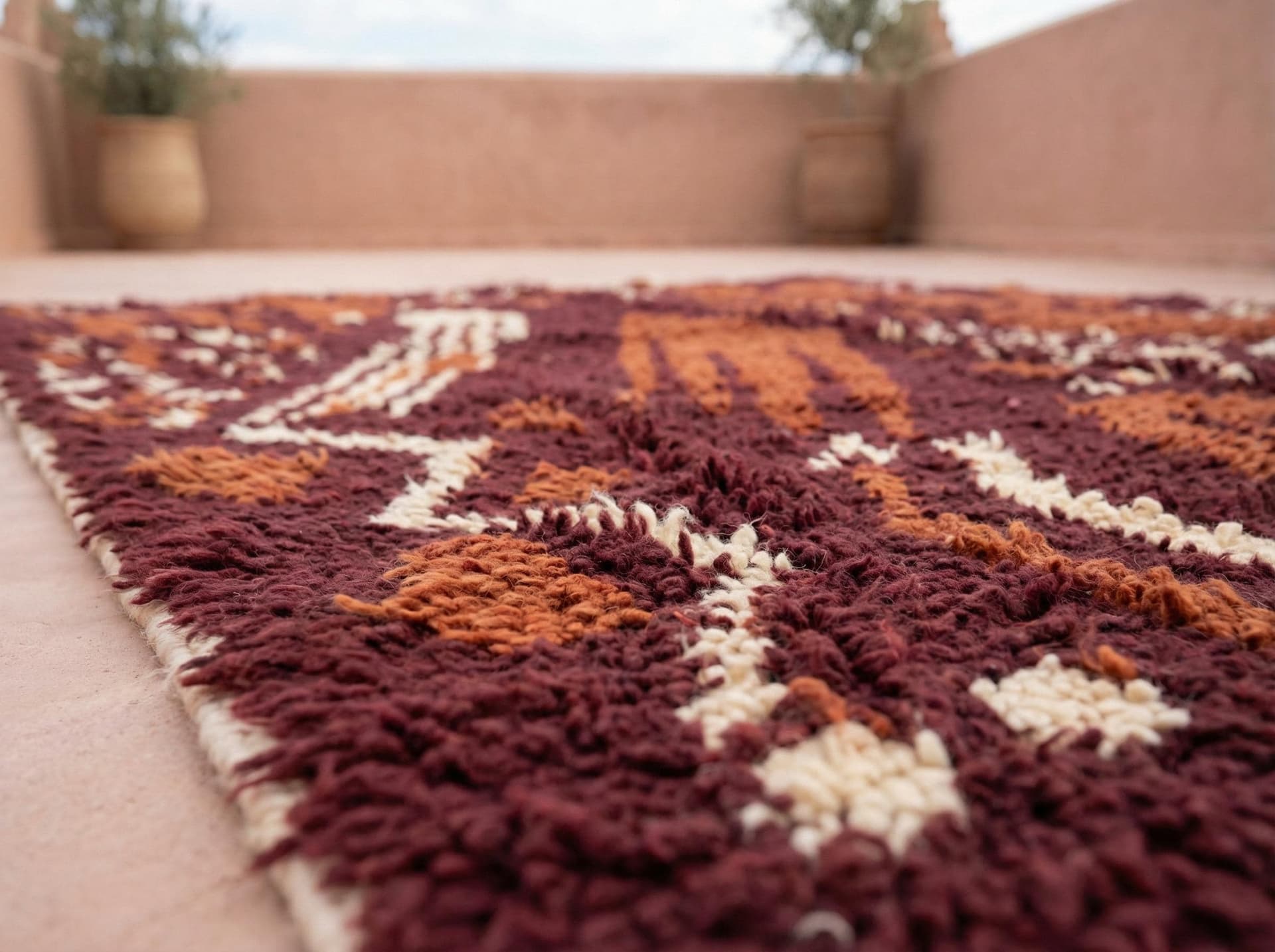 Burgundy Brushstroke Boujaad Rug