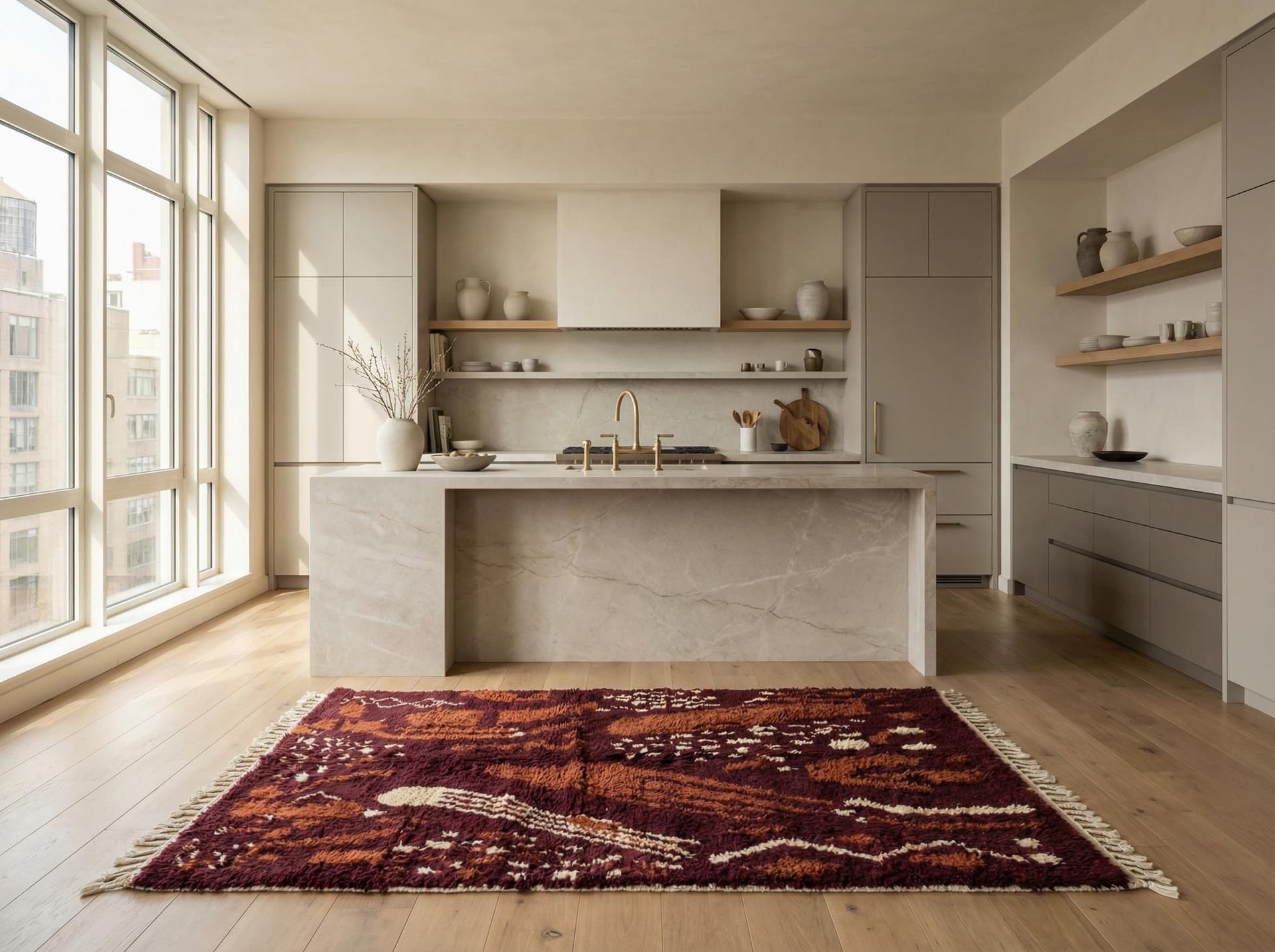 Burgundy Brushstroke Boujaad Rug