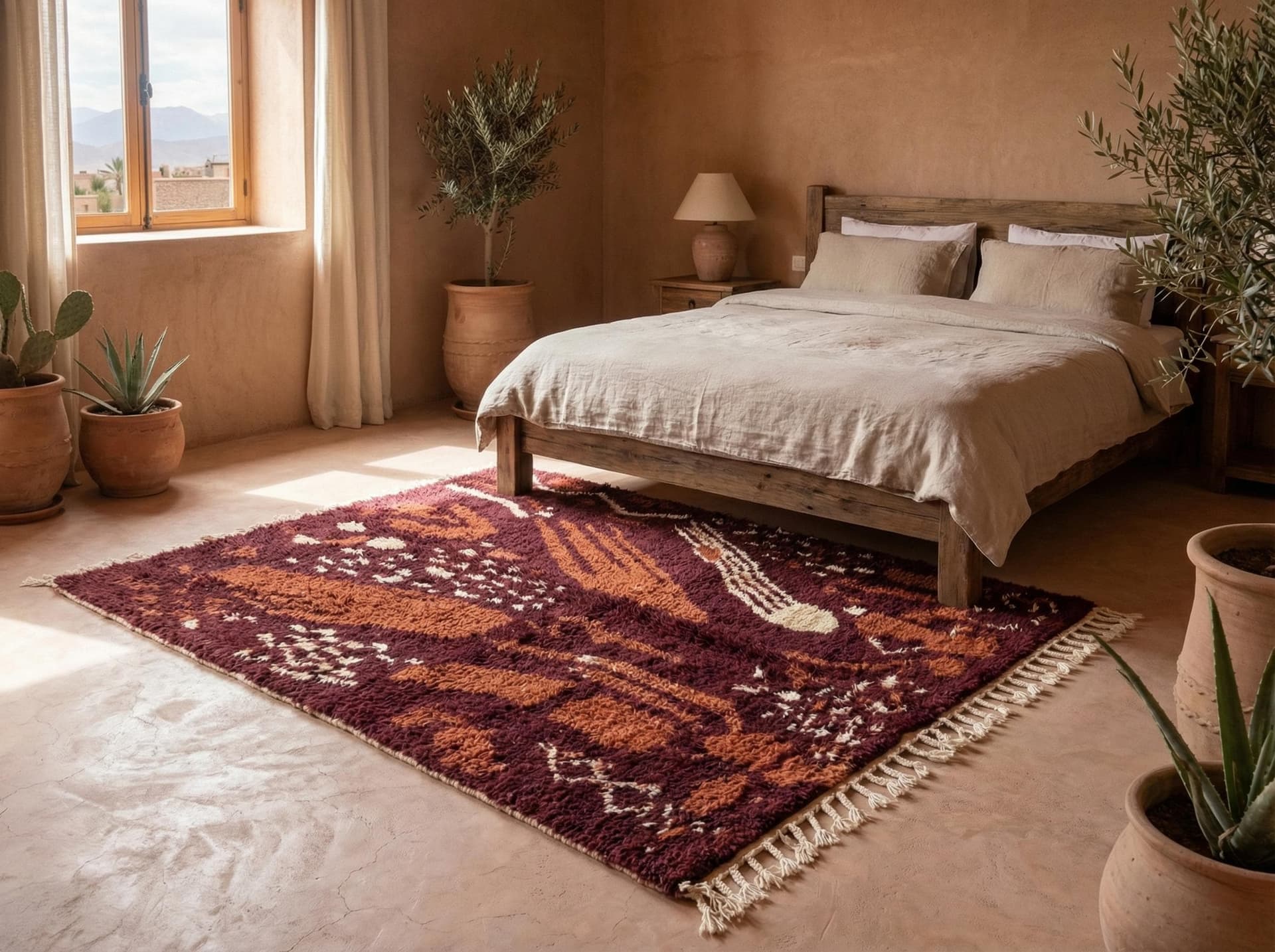 Burgundy Brushstroke Boujaad Rug