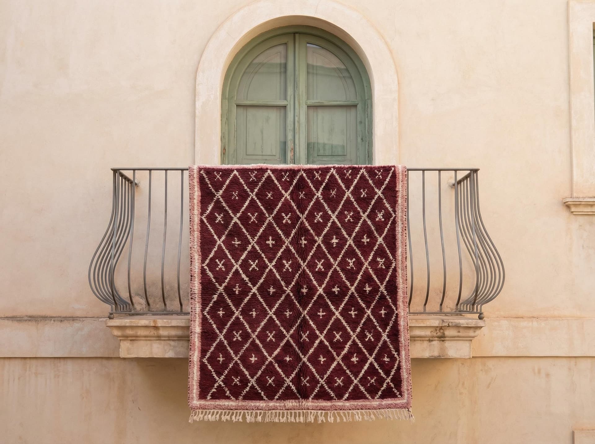 Burgundy Diamond Lattice Rug