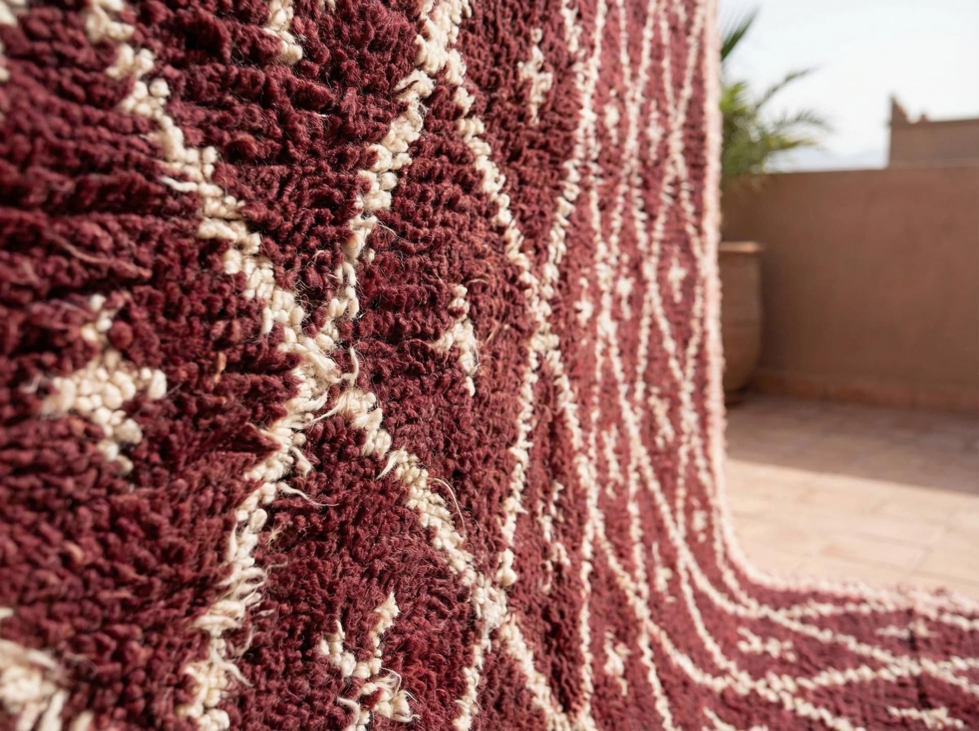 Burgundy Diamond Lattice Rug