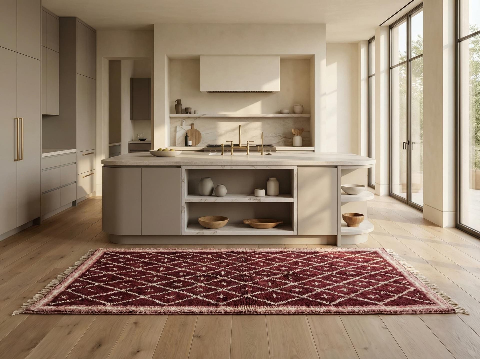 Burgundy Diamond Lattice Rug