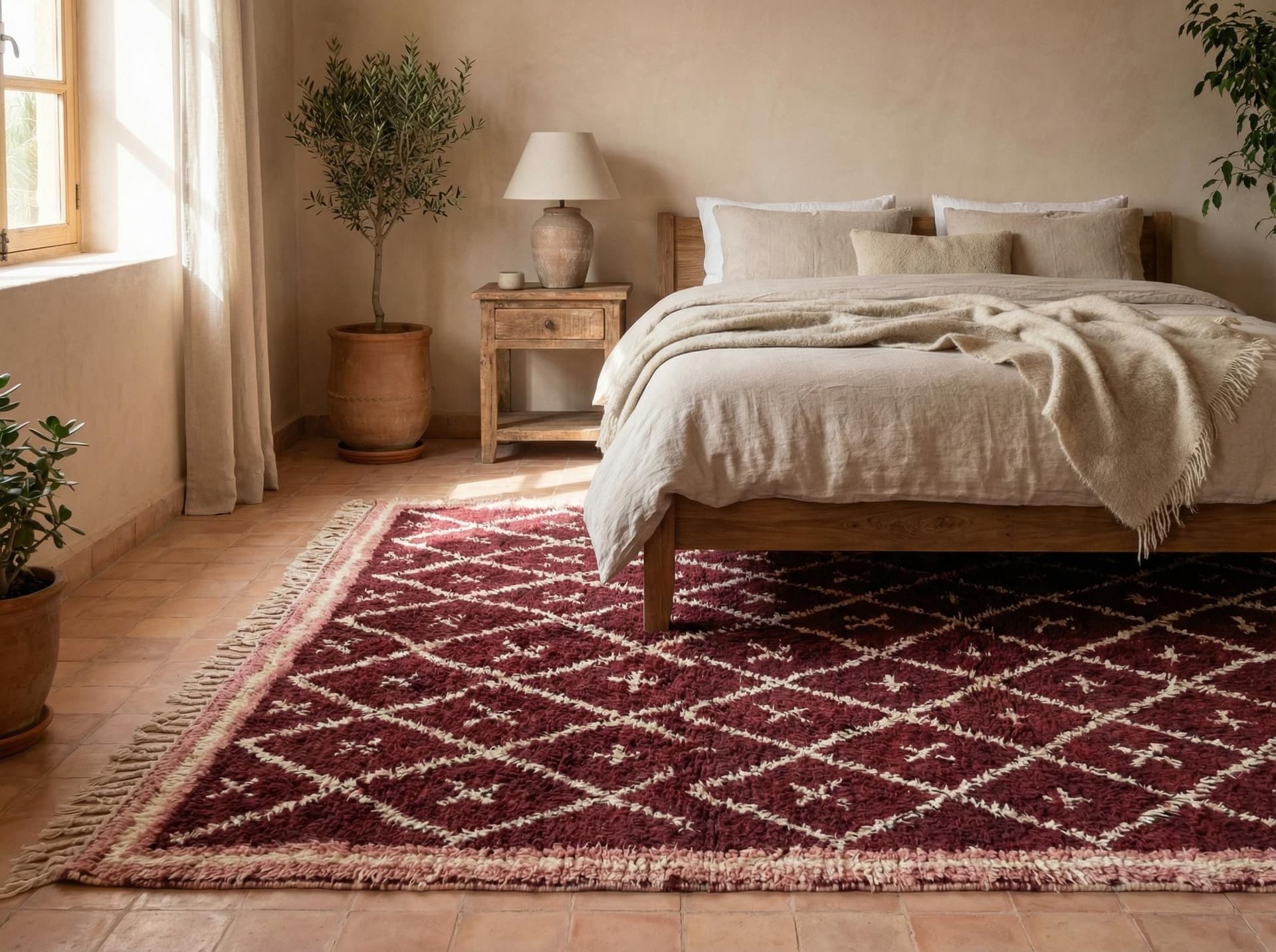 Burgundy Diamond Lattice Rug