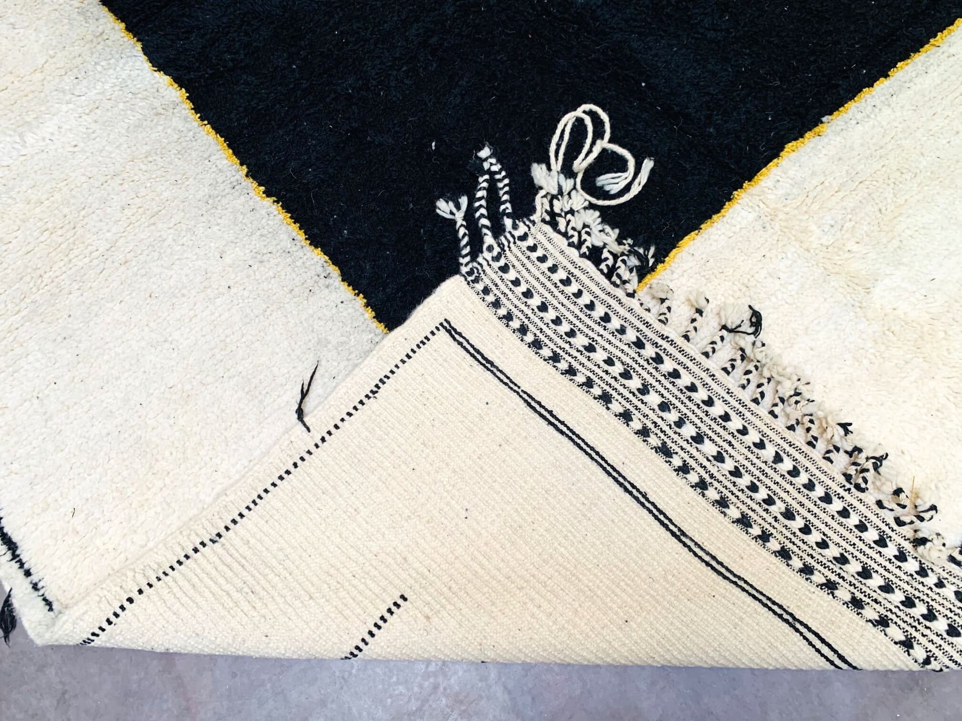 Neutral Black Block Beni Ourain Rug