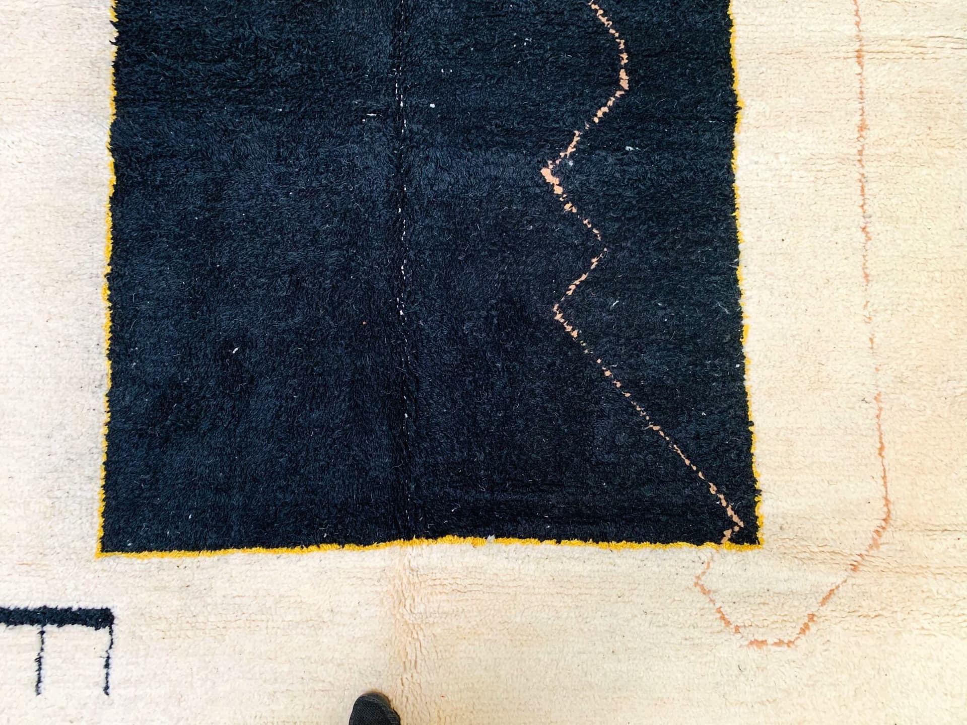 Neutral Black Block Beni Ourain Rug